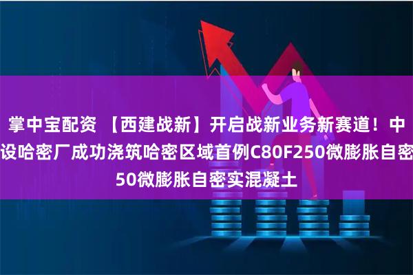 掌中宝配资 【西建战新】开启战新业务新赛道！中建西部建设哈密厂成功浇筑哈密区域首例C80F250微膨胀自密实混凝土