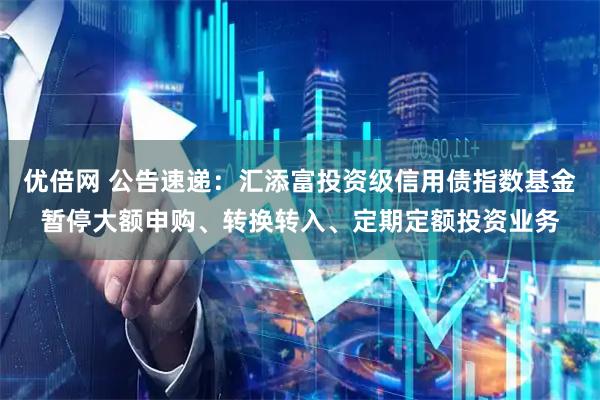 优倍网 公告速递：汇添富投资级信用债指数基金暂停大额申购、转换转入、定期定额投资业务